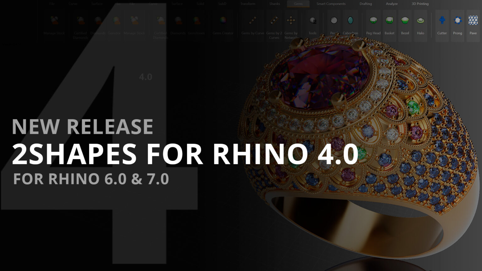 RHINO for jewelry stores. The best platform for 3D jewelry modeling by 2Shapes.