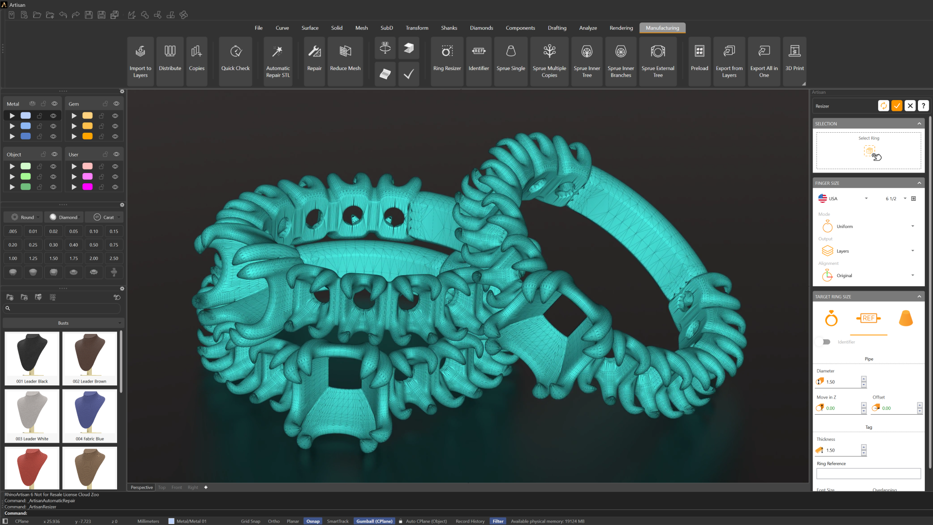 RhinoArtisan 6.1: Precision and Power for Jewelry Manufacturers