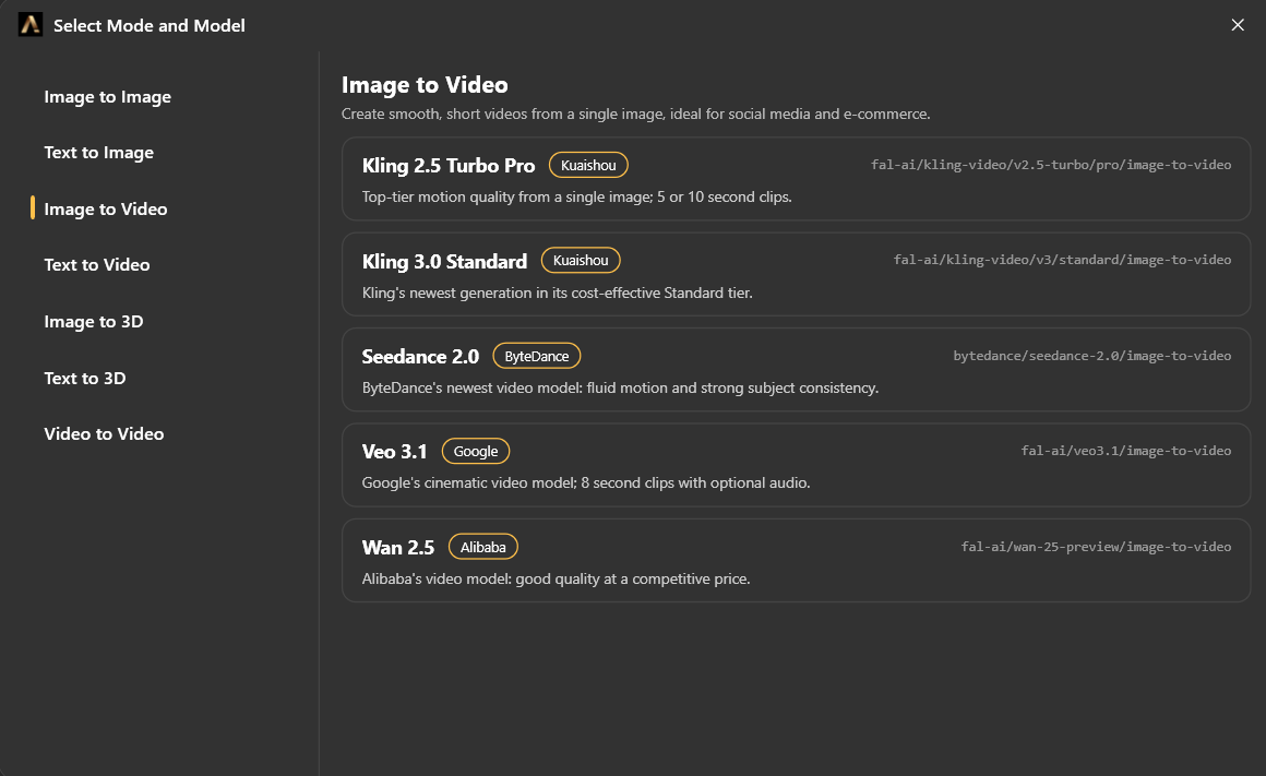 The Image to Video models