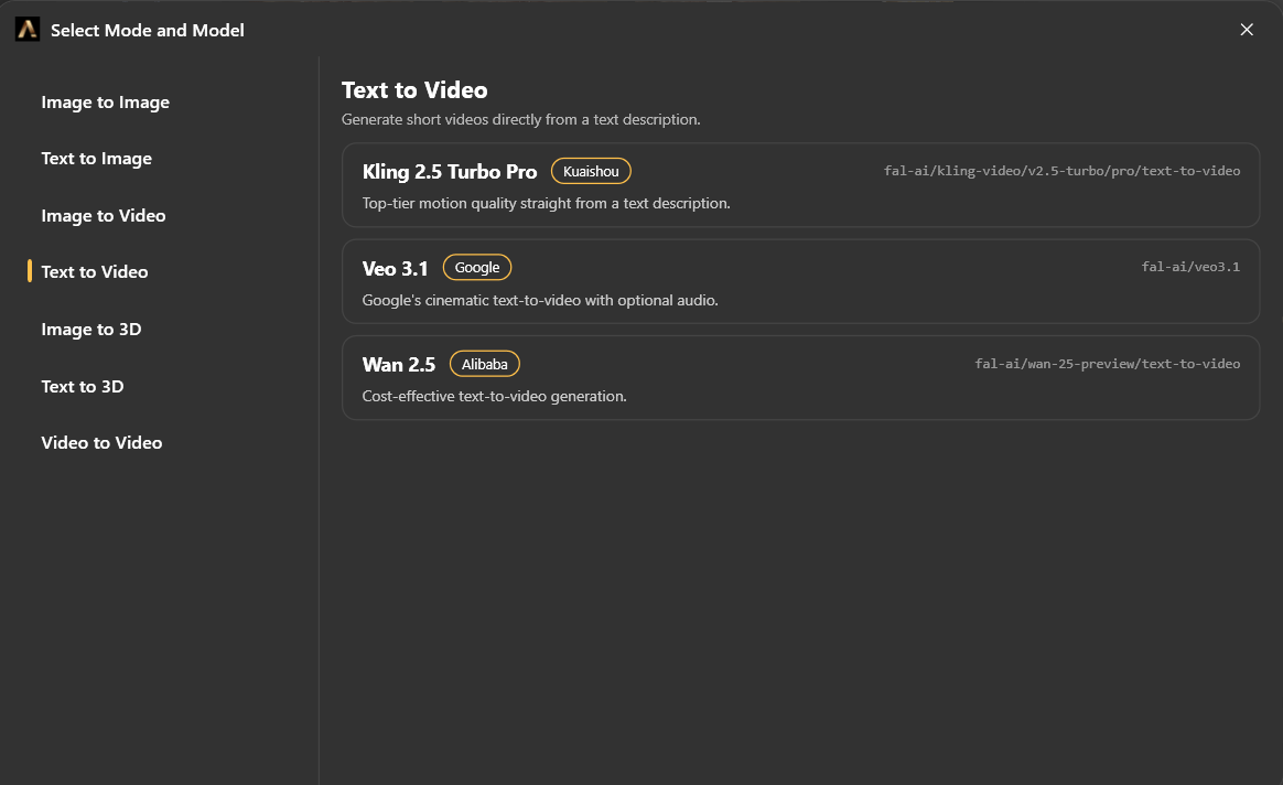 The Text to Video models