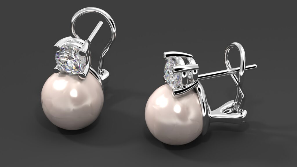 Diamond and pearl earrings
